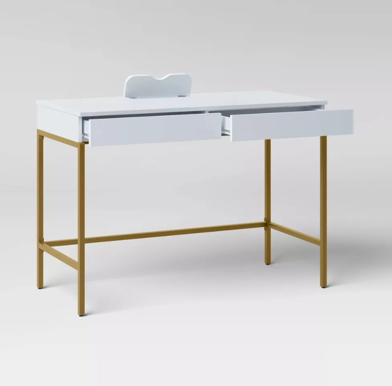 Loring Wood Writing Desk with Drawers and Charging Station - Threshold