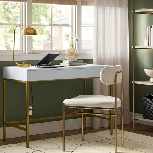 Loring Wood Writing Desk with Drawers and Charging Station - Threshold