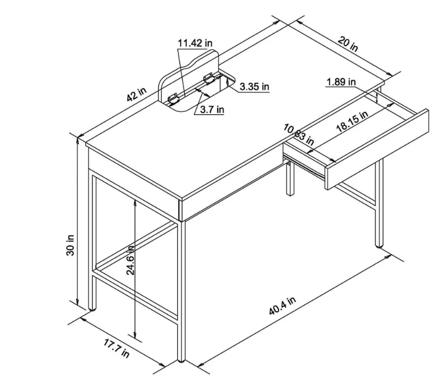 Loring Wood Writing Desk with Drawers and Charging Station - Threshold