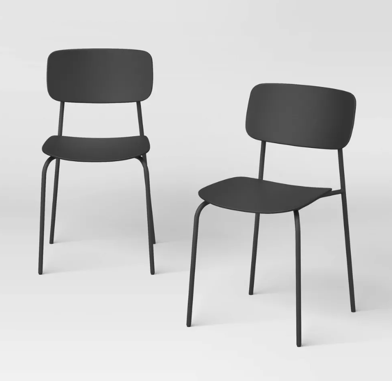 Set of 2 Molded Plastic with Metal Base Dining Chair - Room Essentials