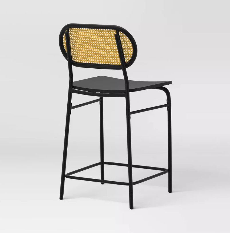 Set of 2 24" Woven Back Metal Counter Height Barstool Black - Room Essentials