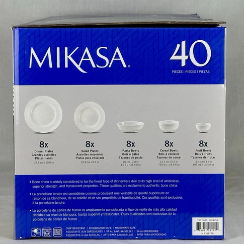 Mikasa Bone China Dinnerware Set 40 Pc Service 8 White (Copy)