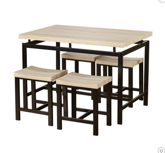 Buylateral 5pc Liberty Compact Stool Rectangular Dining Set Natural/Black
