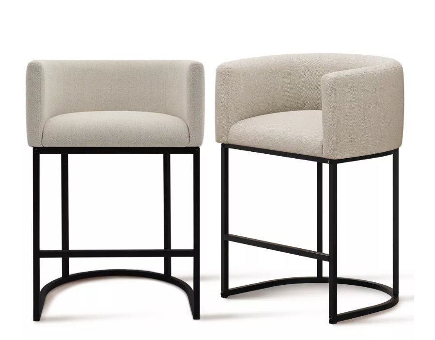 NEWLAYOUT Counter Height Bar Stools Set of 2, 24" Height Barstools for Dining Room, Upholstered Bar Chair for Kitchen Island