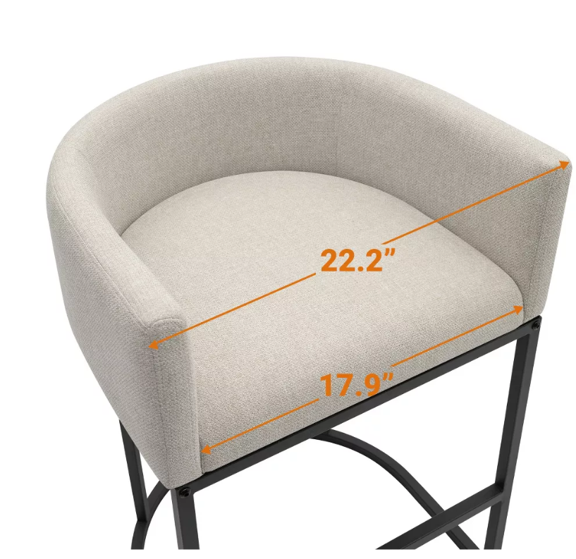 NEWLAYOUT Counter Height Bar Stools Set of 2, 24" Height Barstools for Dining Room, Upholstered Bar Chair for Kitchen Island