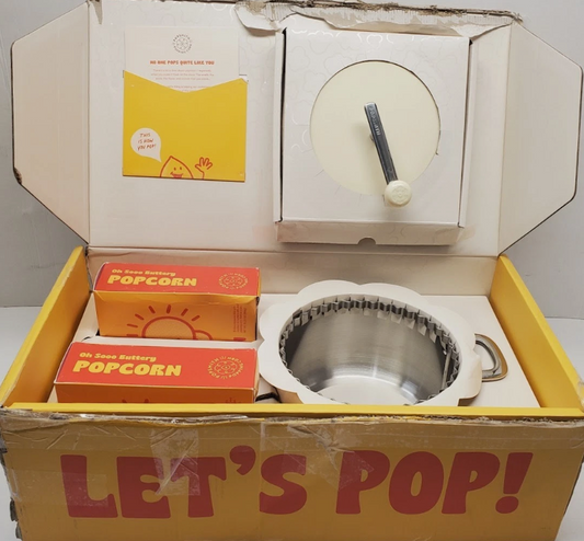 PopSmith Pop Smith The Popper Cream 6 Quart Stovetop Popcorn Stainless Steel