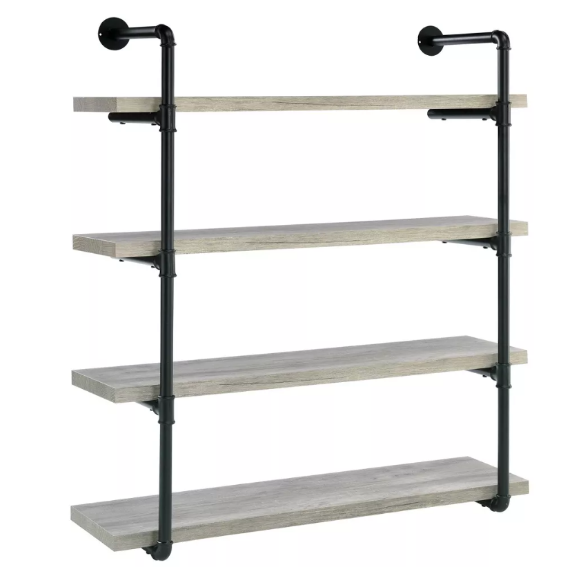 39" Elmcrest 4 Shelf Wall Bookcase with Black Frame - Coaster