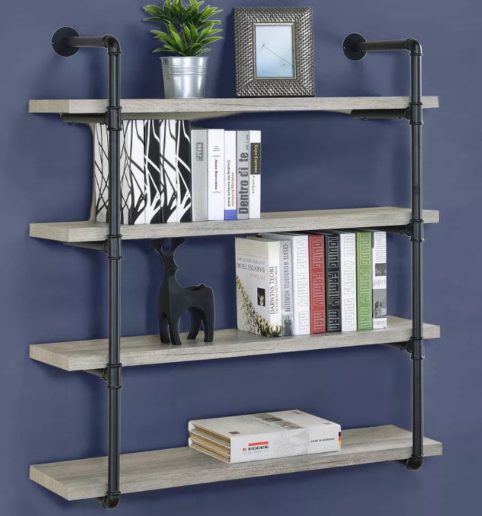 39" Elmcrest 4 Shelf Wall Bookcase with Black Frame - Coaster