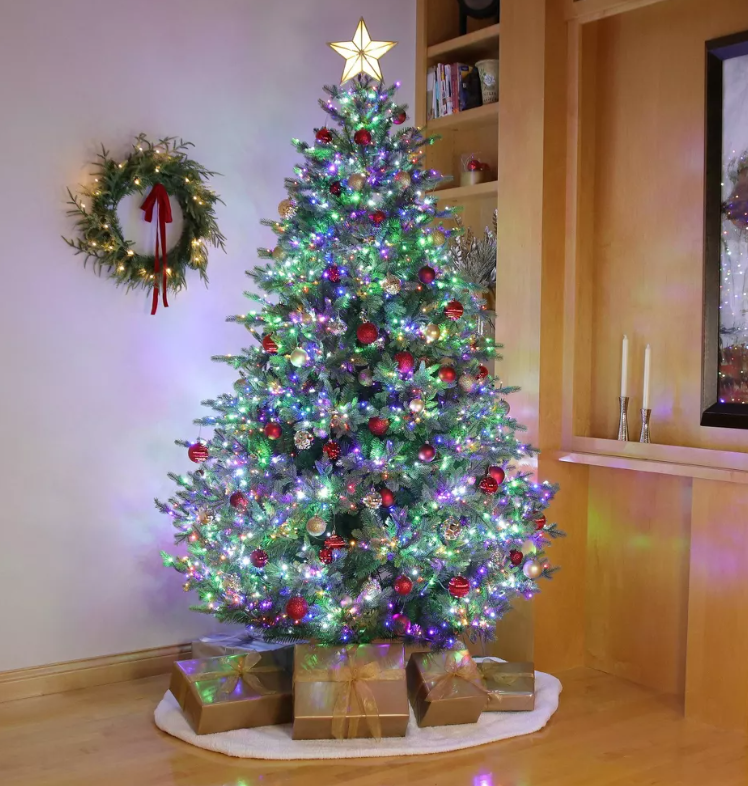 Philips 7.5' Lit Balsam Teardrop Bicolor Multi Function Twinkle Led Lights Autoconnect Foot Pedal with Remote Control