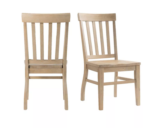 Set of 2 Liam Slat Back Chairs Natural - Picket House Furnishings: Rubberwood Frame, Non-Upholstered, 300lb Capacity