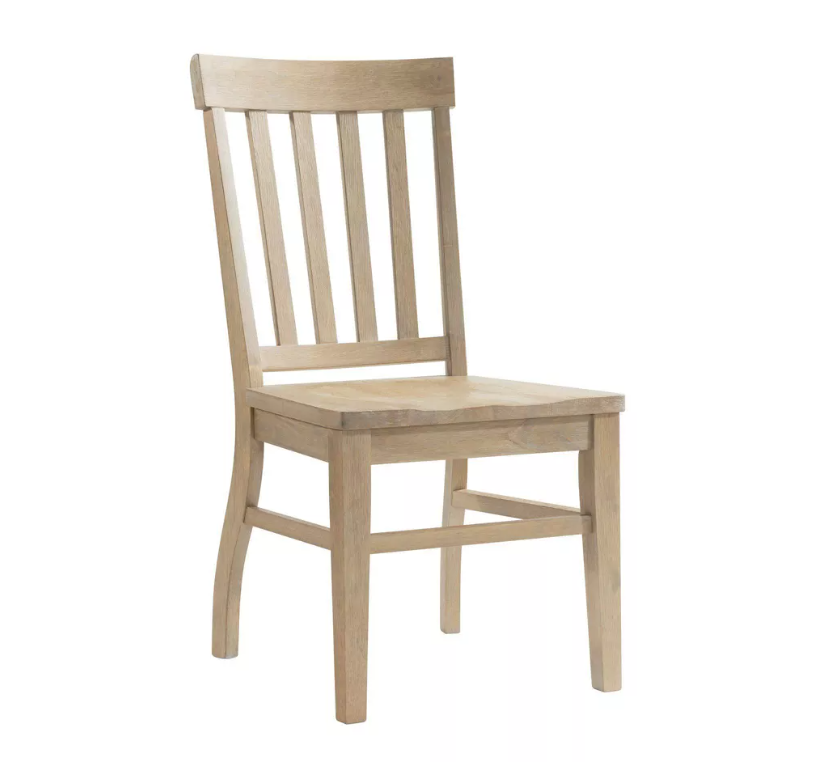 Set of 2 Liam Slat Back Chairs Natural - Picket House Furnishings: Rubberwood Frame, Non-Upholstered, 300lb Capacity