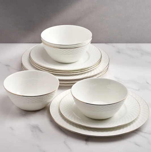 Mikasa Trellis Gold 12-piece Bone China Dinnerware Set