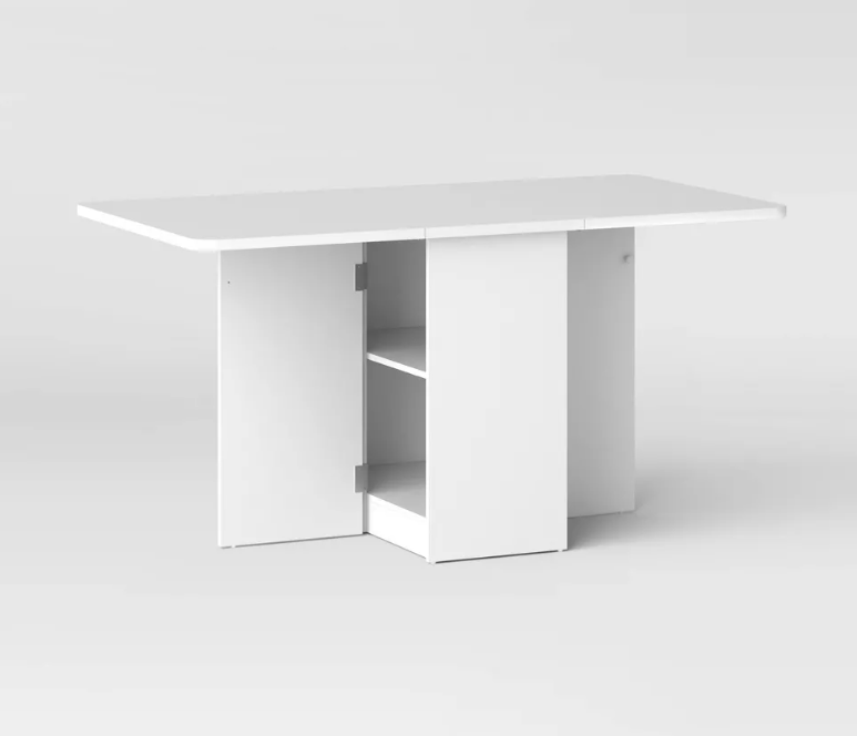 Drop Leaf Dining Table with Storage Shelves White - Room Essentials™
