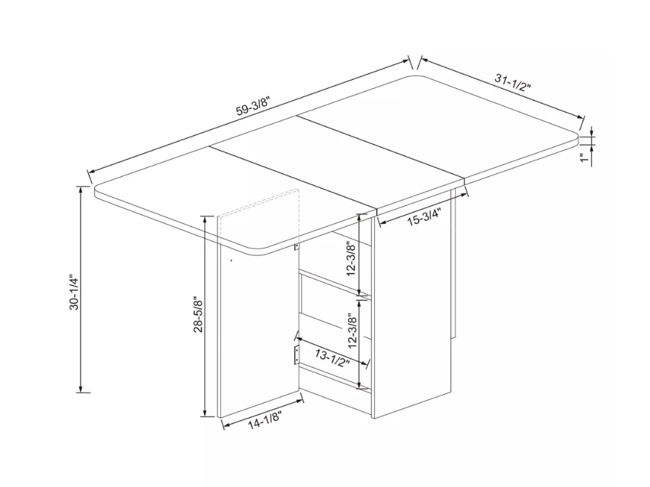 Drop Leaf Dining Table with Storage Shelves White - Room Essentials™