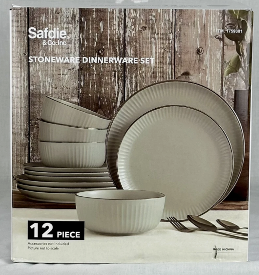 Safdie 12 Piece Stoneware Dinnerware Set Open Box