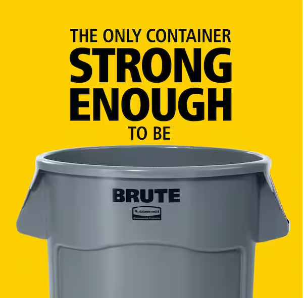 BRUTE 10 Gal. Grey Round Vented Plastic Outdoor Trash Can with Lid for Offices/Warehouses/Commercial Environments