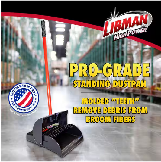 12 in. x 36 in. High Power Closed Lid Lobby Dustpan with Handle