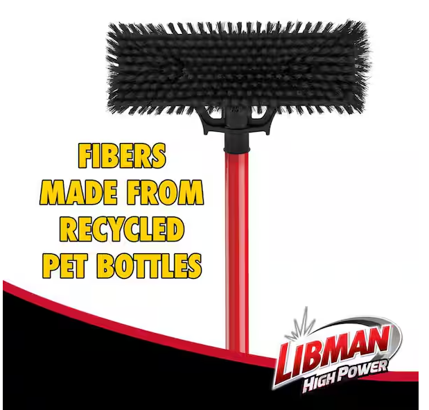 13.5 in. High Power Extra-Large Heavy-Duty Floor Scrub Brush with Swiveling Head and Steel Handle