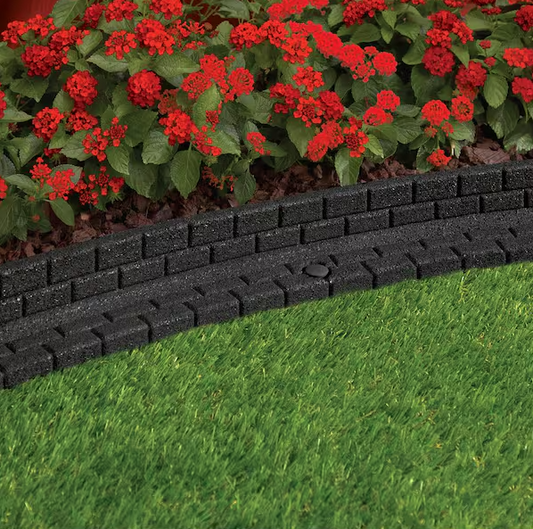 48 in. x 3 in. x 3 in. Black Brickface Rubber Landscape Edging