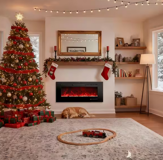 Flame 42 in. Wall-Mounted Automatic Constant Temperature Electric Fireplace Insert