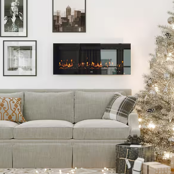 Flame 42 in. Wall-Mounted Automatic Constant Temperature Electric Fireplace Insert