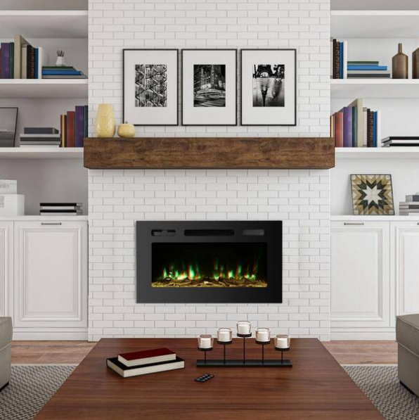 Flame 42 in. Wall-Mounted Automatic Constant Temperature Electric Fireplace Insert