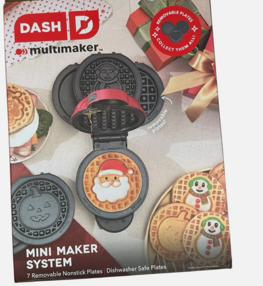 Dash Mini Waffle Maker Multi 7 Plates Christmas Holiday Snowman Santa Pumpkin
