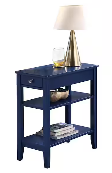 American Heritage Cobalt Blue Three Tier with Drawer End Table
