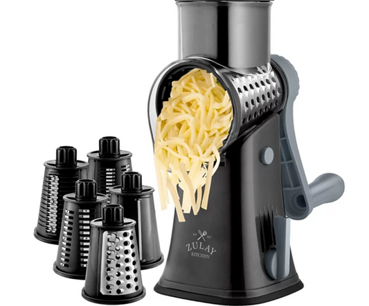 Rotary Cheese Grater with 5 Interchangeable Stainless Steel Blades