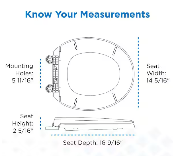 Round Soft Close Toilet Seat in White, Heavy-Duty Fade-Resistant Plastic