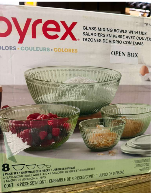 Pyrex 8-Piece Colored Glass Mixing Bowl Set