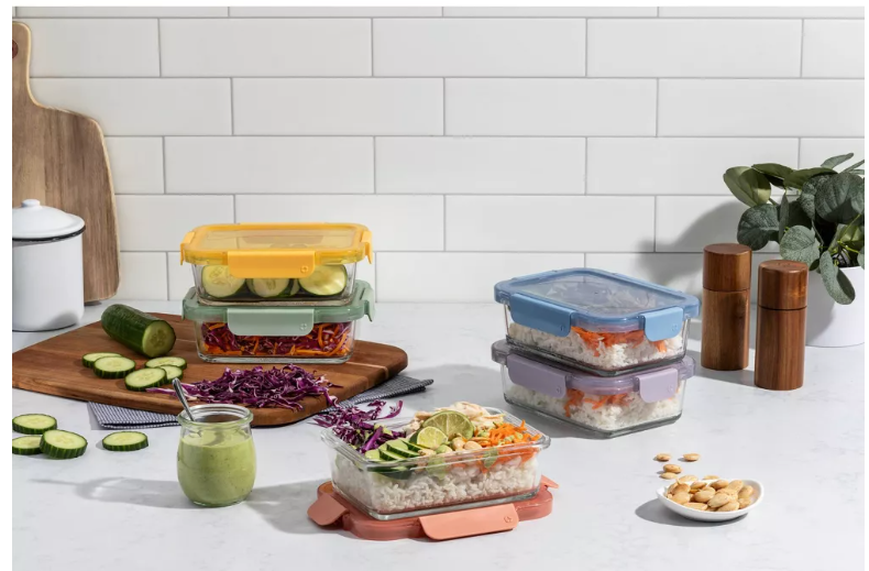 Ello Color Lock 10pc (set of 5) Glass Meal Prep Food Storage Containers Set