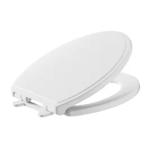 Traditional Elongated Slow Close EverClean Toilet Seat in White