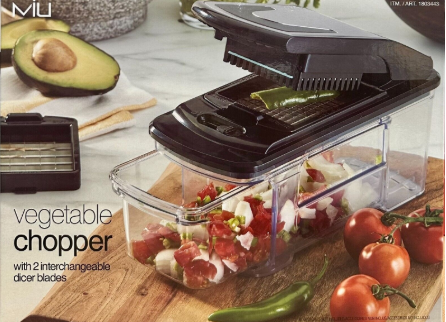 Miu Vegetable Chopper with 2 interchangeable dicer blades and Pusher