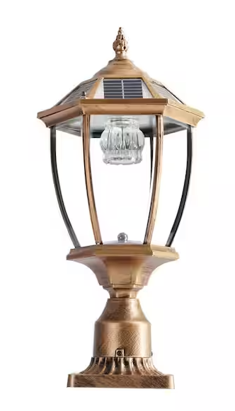 Outdoor Solar Light, 20 in. Bronze Dusk to Dawn Outdoor Solar Powered Garden Light Lantern with LED, 1-Pack