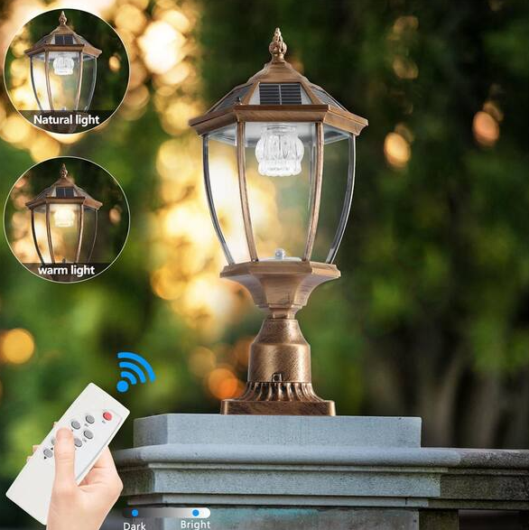 Outdoor Solar Light, 20 in. Bronze Dusk to Dawn Outdoor Solar Powered Garden Light Lantern with LED, 1-Pack