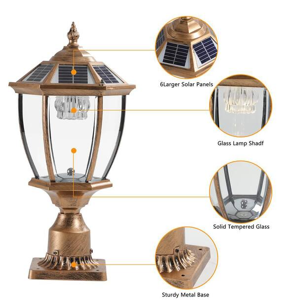 Outdoor Solar Light, 20 in. Bronze Dusk to Dawn Outdoor Solar Powered Garden Light Lantern with LED, 1-Pack