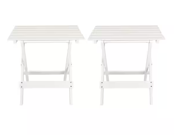Folding 18 in. White Small Solid Wood End Table