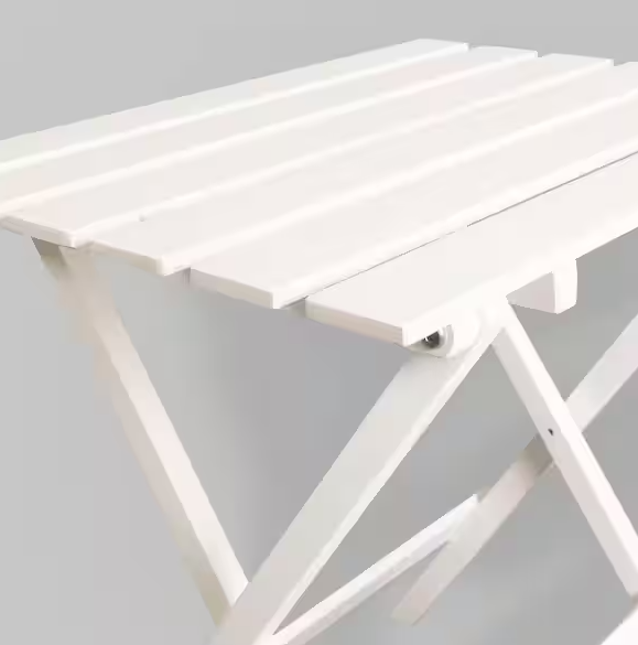 Folding 18 in. White Small Solid Wood End Table