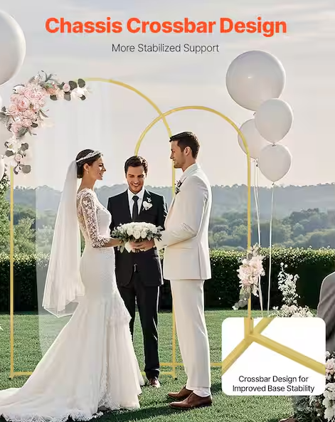 Wedding Arch Backdrop Stand, 7.2 ft. and 6 ft., 11.2 in. x 5.1 in., Set of 2 Stand with Case Connection. Arbor