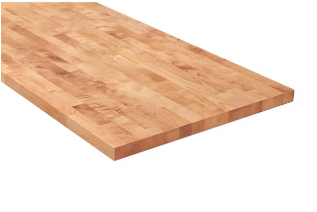 8 ft. L x 25 in. D Unfinished Birch Butcher Block Countertop with Eased Edge