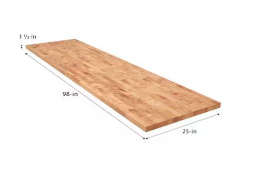 8 ft. L x 25 in. D Unfinished Birch Butcher Block Countertop with Eased Edge