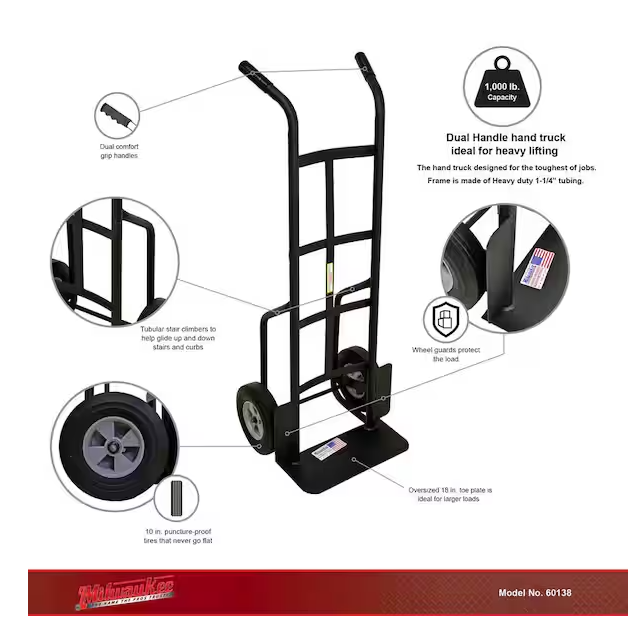 1,000 lbs. Capacity Dual-Handle Hand Truck
