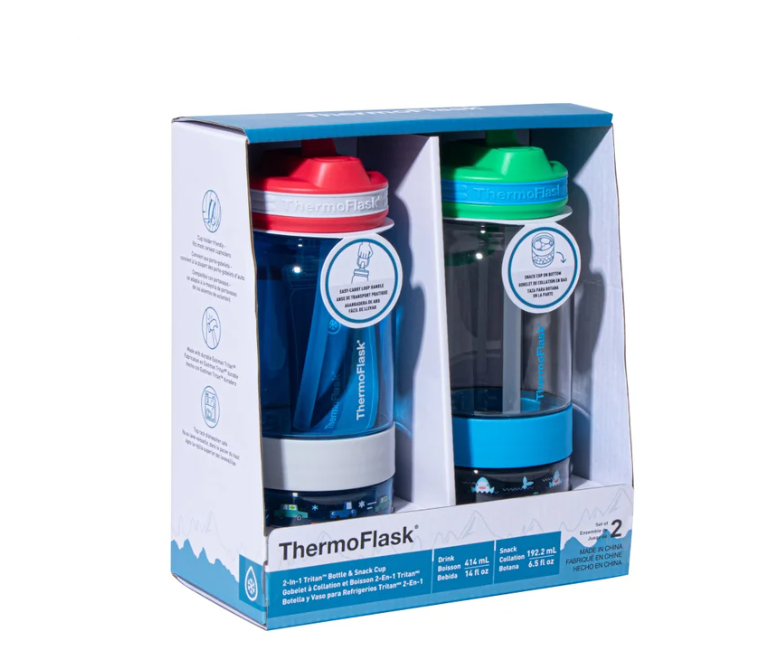 ThermoFlask 14 oz Snack Cup and Bottle, 2-pack