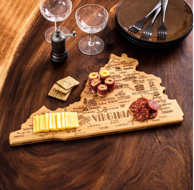 Totally Bamboo Destination Virginia Serving and Cutting Board: Virginia Shaped Charcuterie, Lightweight Bamboo, 16.5"