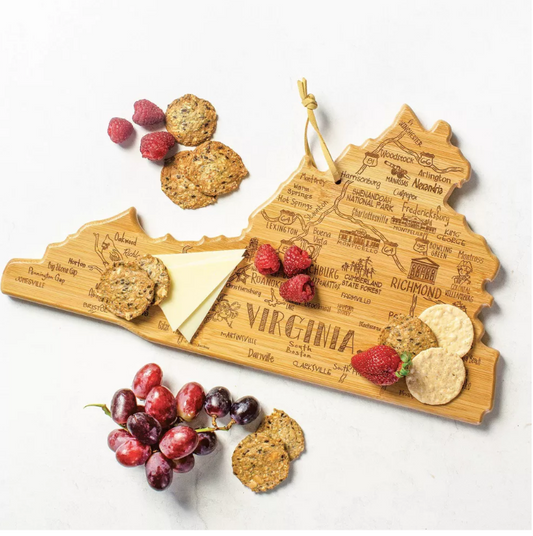 Totally Bamboo Destination Virginia Serving and Cutting Board: Virginia Shaped Charcuterie, Lightweight Bamboo, 16.5"
