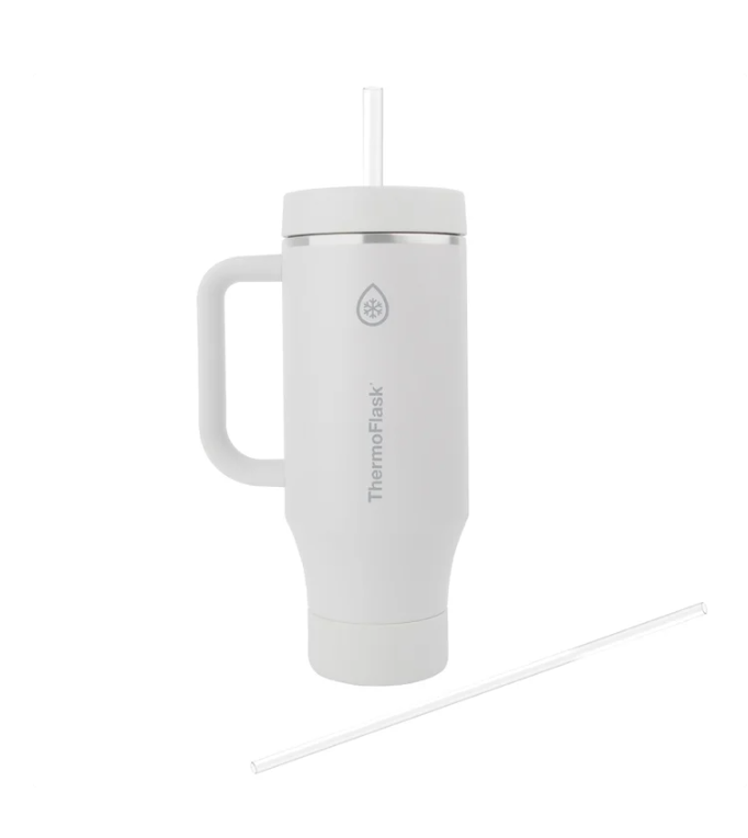 ThermoFlask 40 oz Insulated Stainless Steel Tumbler with Handle and Straw Lid, 2-pack