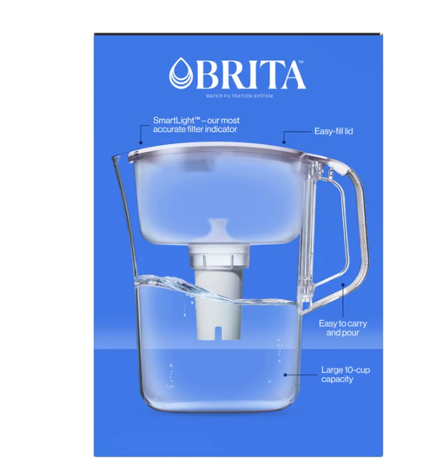 Brita Champlain Water Filter Pitcher, 10 Cup with 2 Filters