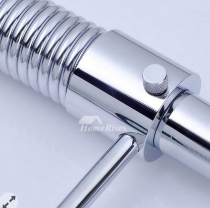 Kitchen Faucets Pull Out Spray 2 Handle Silver Brass Coiled