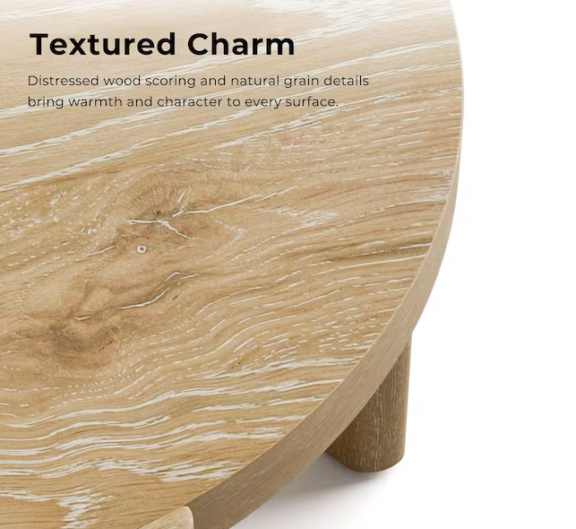 Ashford 20 in. Oak Round Wood End Table with Plinth Base